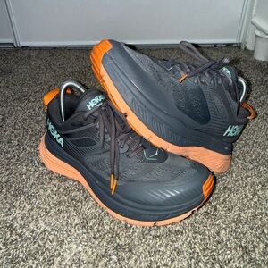 Hoka Women's Gray and Orange Trail Running Shoes